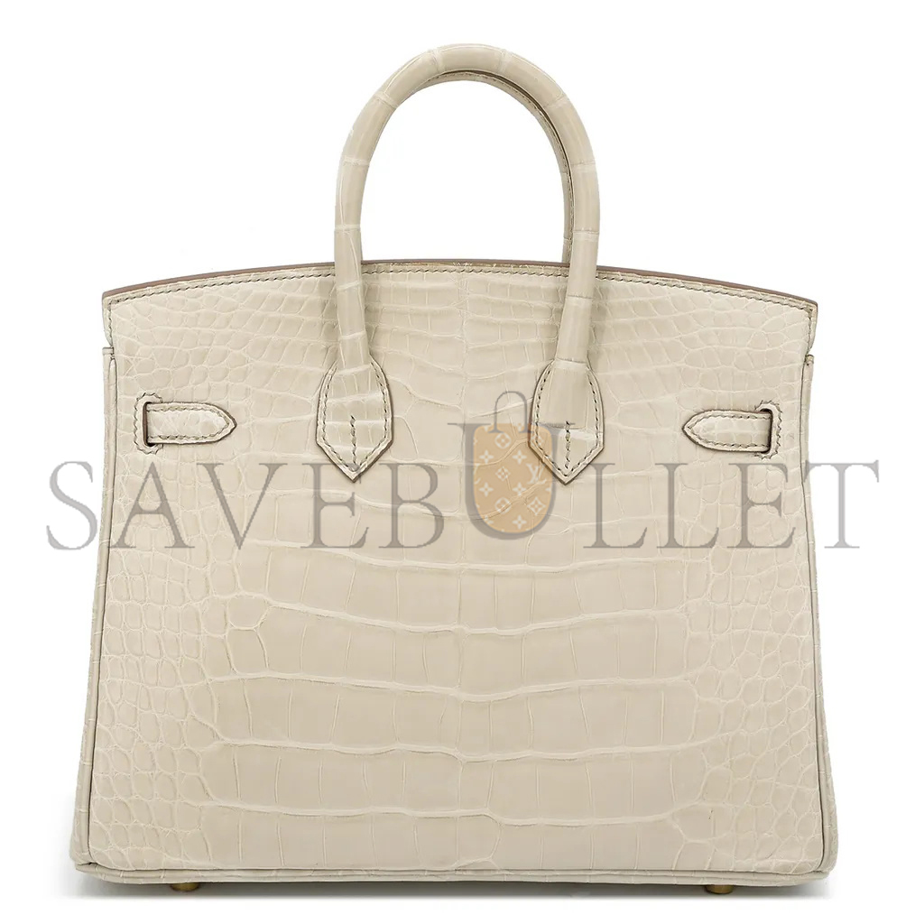 H**mes master birkin 20 crocodile leather glacier white gold buckle h041350ck10 (20*15.5*11cm)